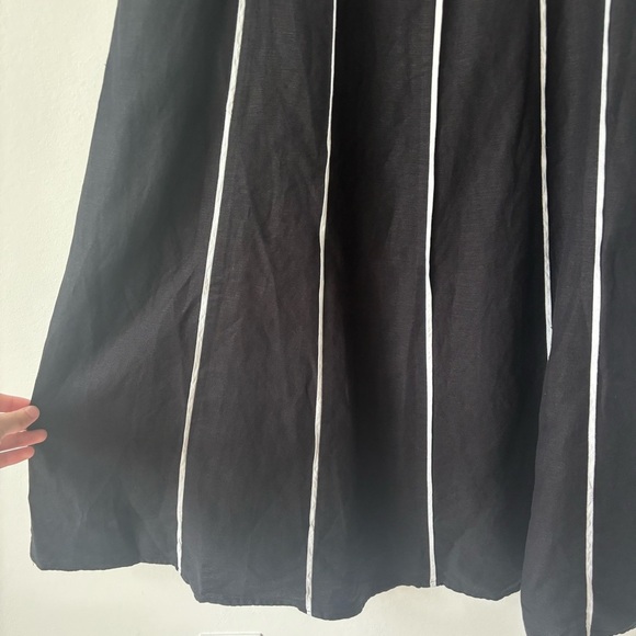 Loft Seamed Linen Blend Midi Dress Black White Preppy Feminine Chic - Picture 5 of 13